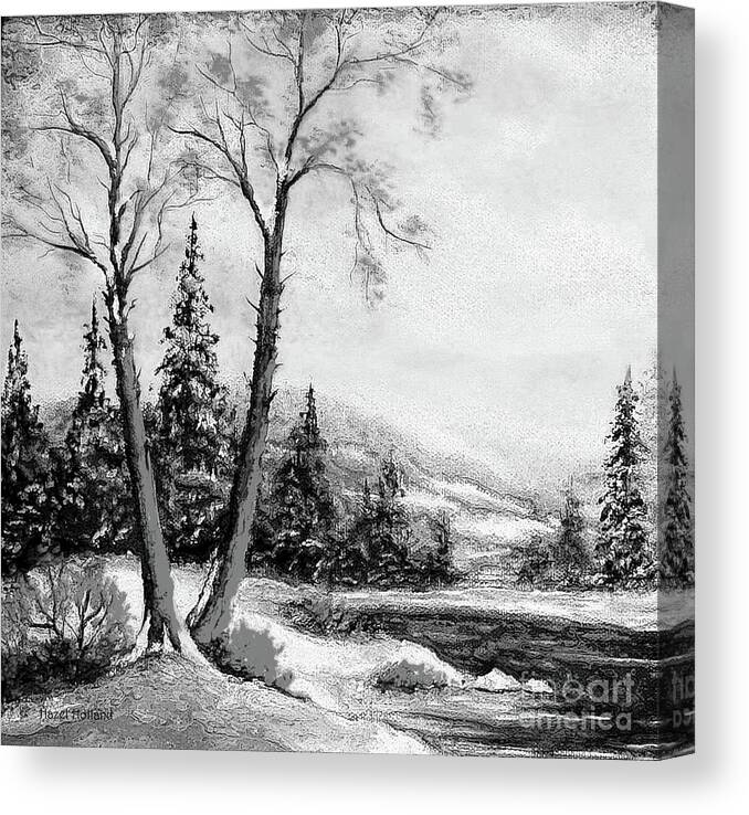 Mountains Canvas Print featuring the painting A Winter Dawn by Hazel Holland