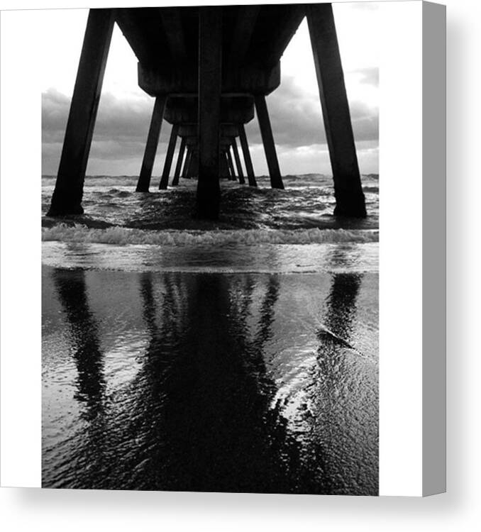 Symmetry Canvas Print featuring the photograph #a1a #broward #bnw_life #beachlife by Erin Ryan