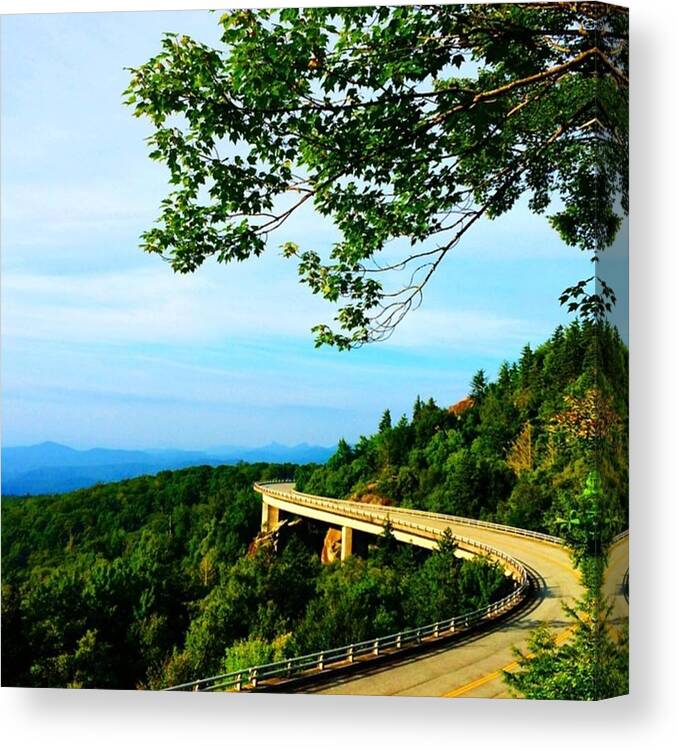Linn Cove Viaduct Canvas Print featuring the photograph Linn Cove Viaduct on a summer morning by Jessica Overmier