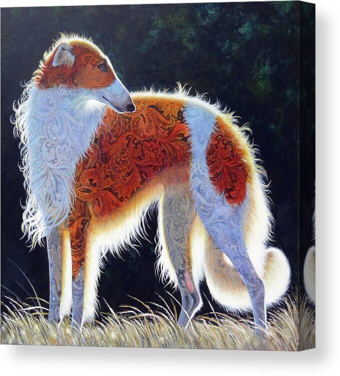 Paisley Borzoi Canvas Print featuring the painting Ablaze in Paisley by Ande Hall