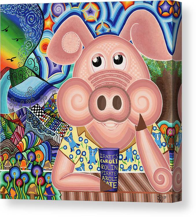 Pig Canvas Print featuring the painting Abner by Nicole Dumond-Barry