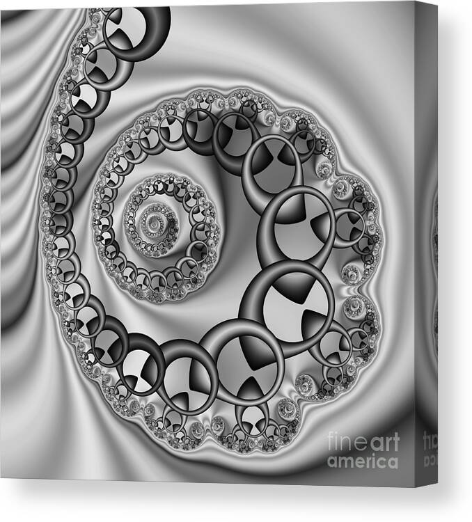 Black And White Abstract Canvas Print featuring the digital art Abstract 528 BW by Rolf Bertram