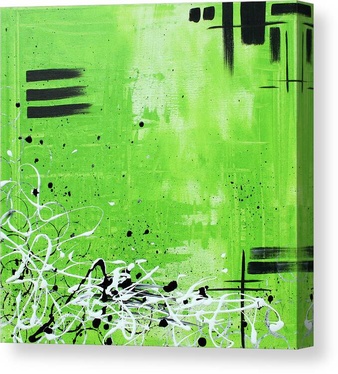 Painting Canvas Print featuring the painting Abstract Art Original Painting GREEN DREAMS by MADART by Megan Aroon