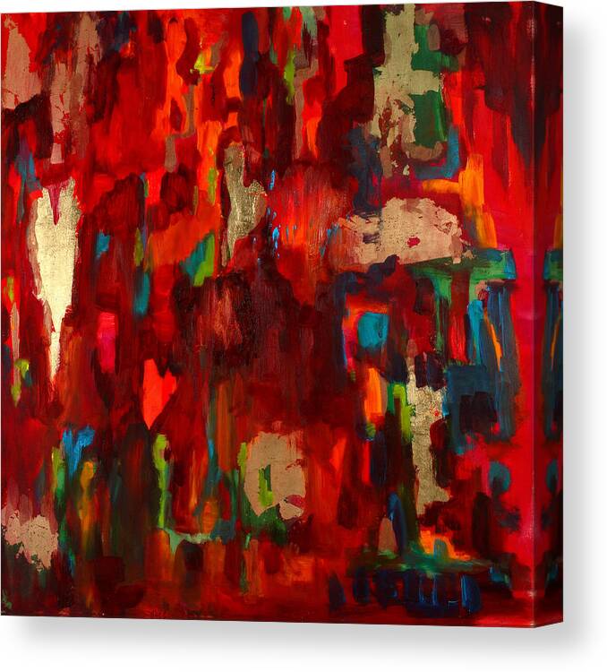 Red Canvas Print featuring the painting Abstract Love by Billie Colson