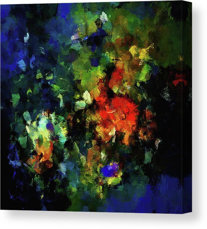 Abstract Canvas Print featuring the painting Abstract Painting in Dark Blue Tones by Inspirowl Design