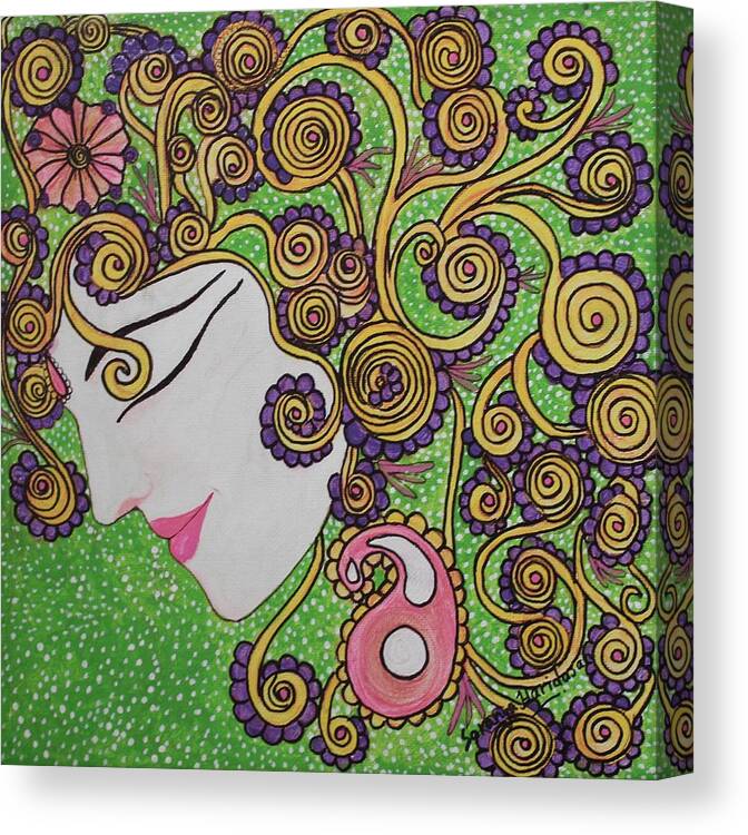 Abstract Canvas Print featuring the painting Blossom by Saranya Haridasan