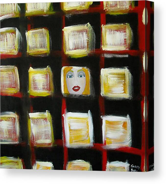 Woman's Face Canvas Print featuring the painting Addiction by Gabby Tary