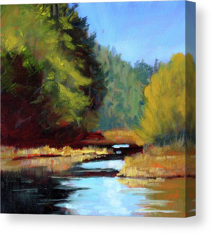 Bend Oregon Canvas Print featuring the painting Afternoon on the River by Nancy Merkle
