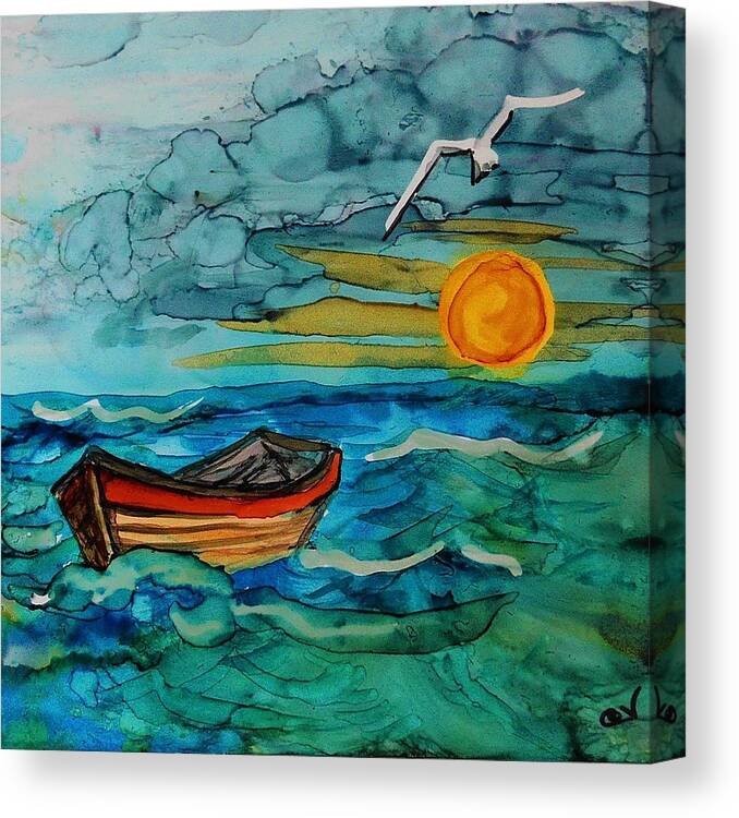 Alcohol Ink Canvas Print featuring the painting Adrift - A232 by Catherine Van Der Woerd