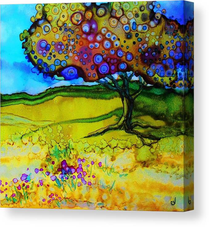 Alcohol Ink Canvas Print featuring the painting A Little Shade - A 237 by Catherine Van Der Woerd