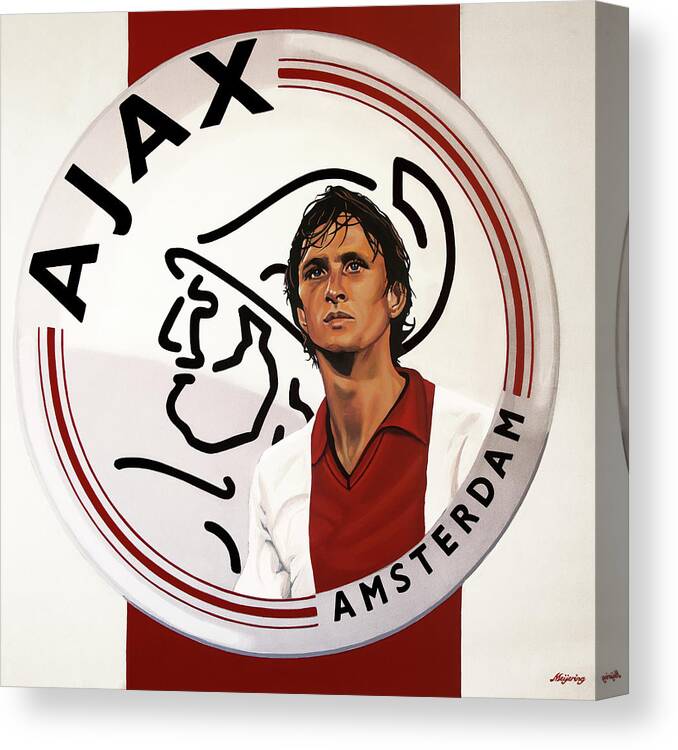 Johan Cruijff Canvas Print featuring the painting Ajax Amsterdam Painting by Paul Meijering