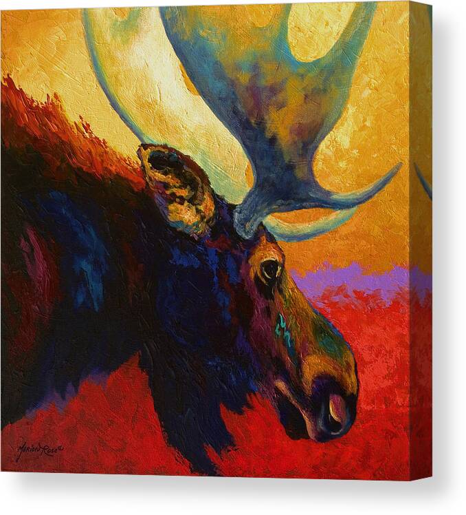 Moose Canvas Print featuring the painting Alaskan Spirit - Moose by Marion Rose