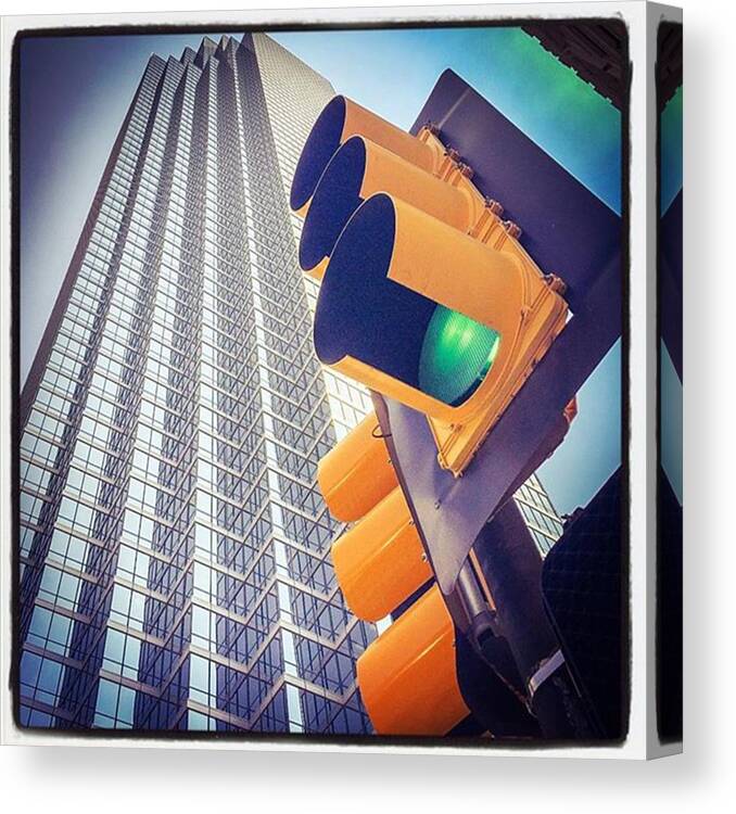 Building Canvas Print featuring the photograph All Green Lights Please by Alexis Fleisig