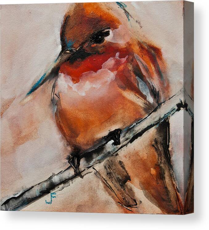 Hummingbird Canvas Print featuring the painting Allen's Hummingbird by Jani Freimann