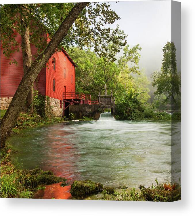 Alley Spring Mill Canvas Print featuring the photograph Alley Spring Mill - Square Format by Gregory Ballos