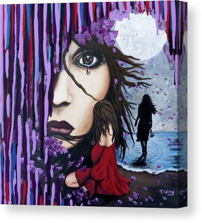 Abstract Canvas Print featuring the painting Alone by Teresa Wing