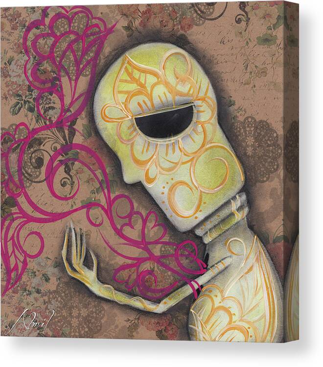 Day Of The Dead Canvas Print featuring the painting Always alone by Abril Andrade