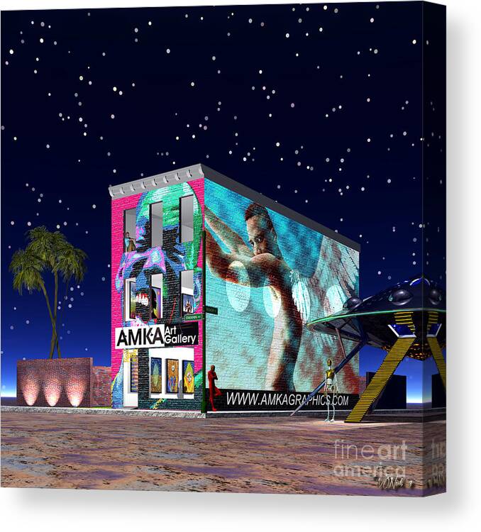 Surrealism Canvas Print featuring the digital art An Art House Oasis by Walter Neal