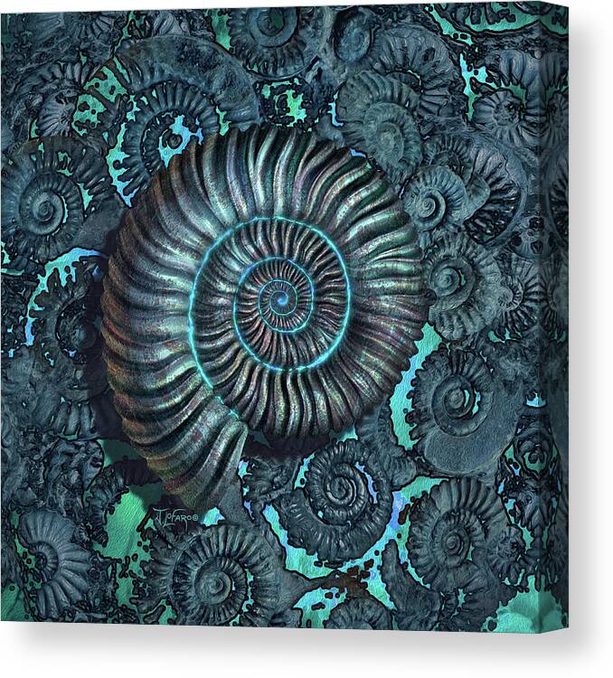 Ammonite Canvas Print featuring the digital art Ammonite 3 by Jerry LoFaro