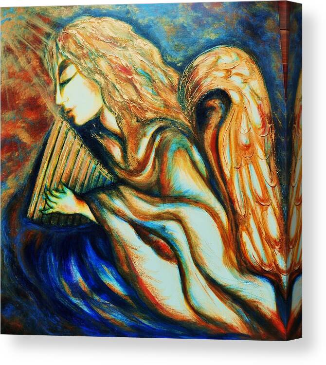 Original Art Canvas Print featuring the painting Angel Awakening by Rae Chichilnitsky