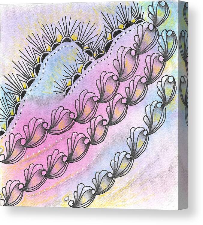 Zentangle Canvas Print featuring the drawing Angels' Descent by Jan Steinle