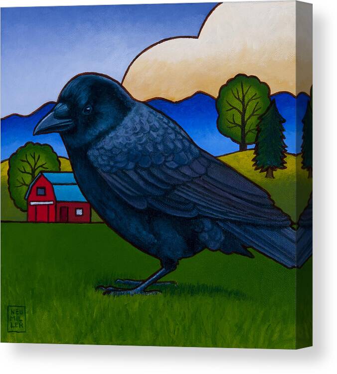 Crow Canvas Print featuring the painting Anns Crow by Stacey Neumiller