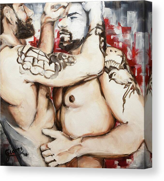 Human Canvas Print featuring the painting Antes by Carlos Flores