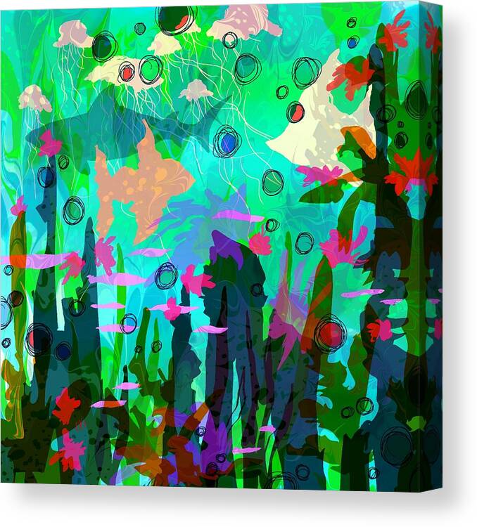 Abstract Canvas Print featuring the digital art Aquaphoria by William Russell Nowicki