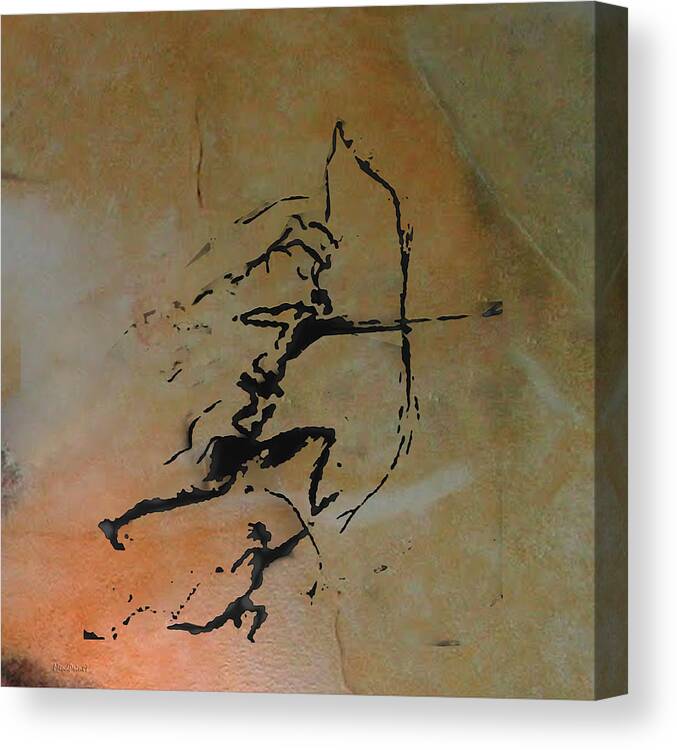 Levantine Art Canvas Print featuring the digital art Archers of Remigia Cave by Asok Mukhopadhyay