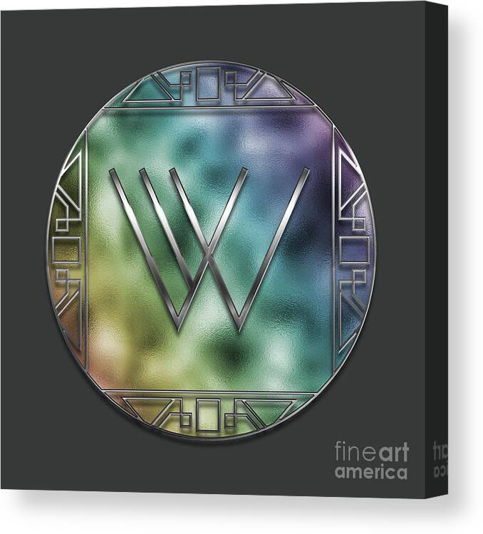 Letter Canvas Print featuring the digital art Art Deco - W by Mary Machare