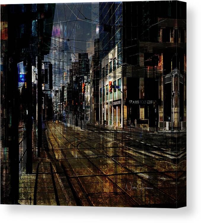 Toronto Canvas Print featuring the digital art As the Sun Goes Down by Nicky Jameson