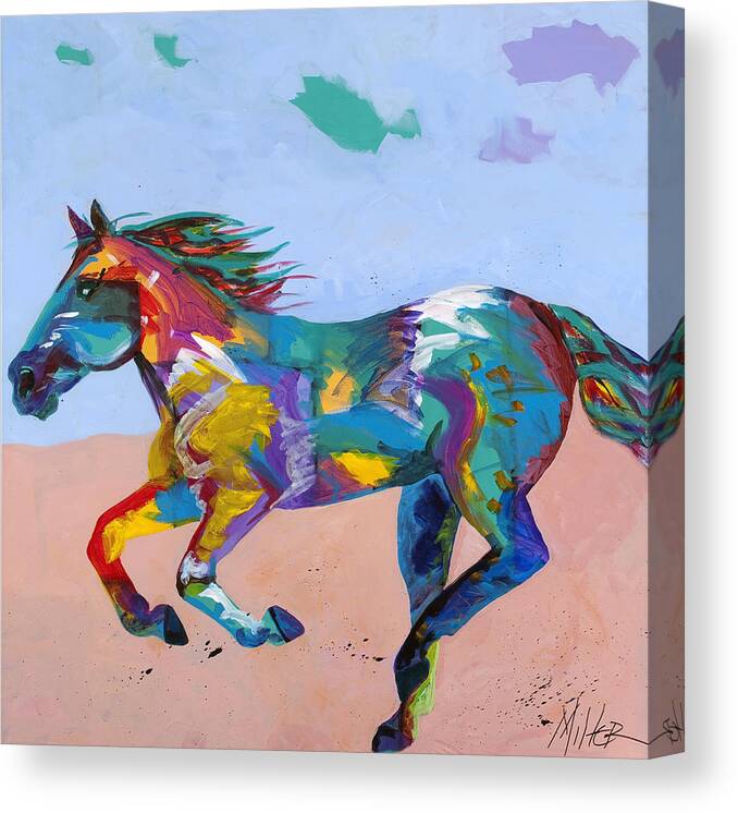 Horse Canvas Print featuring the painting At Full Gallop by Tracy Miller