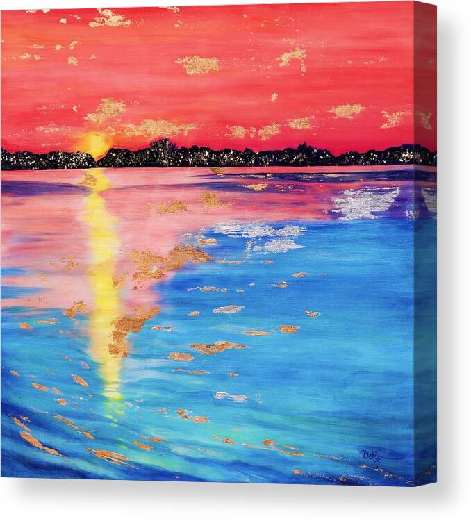 At Sunset Canvas Print featuring the painting At Sunset by Debi Starr