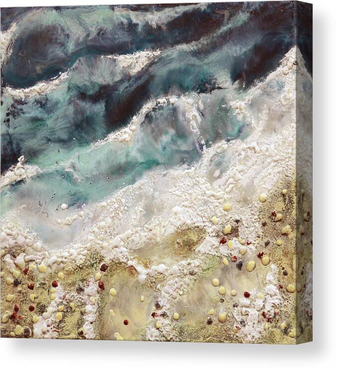 Encaustic Canvas Print featuring the painting At Water's Edge IV by Laurie Tietjen