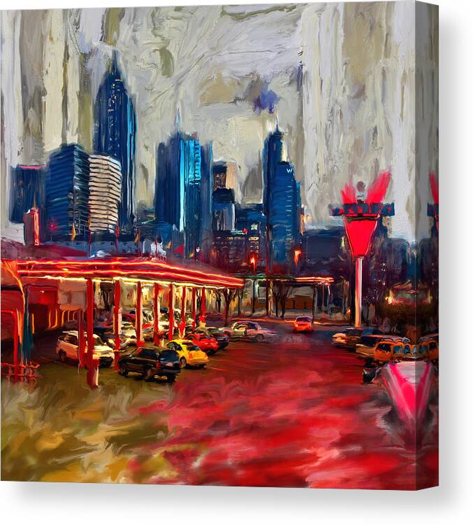 Atlanta Skyline From Varsity Canvas Print featuring the painting Atlanta skyline 231 1 by Mawra Tahreem