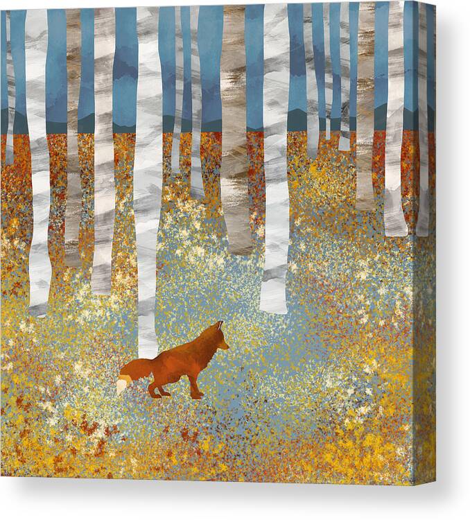 Autumn Canvas Print featuring the digital art Autumn Fox by Spacefrog Designs