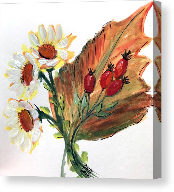 Autumn Canvas Print featuring the painting Autumn Wild Flowers Bouquet by Dorothy Maier