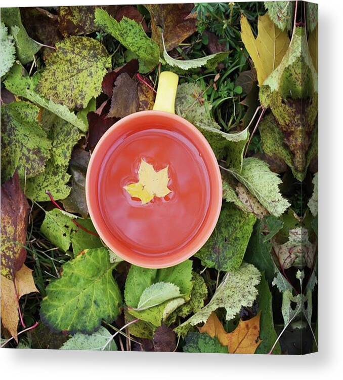 Beautiful Canvas Print featuring the photograph #autumn#photo #tea#teatime #october by Olga Strogonova