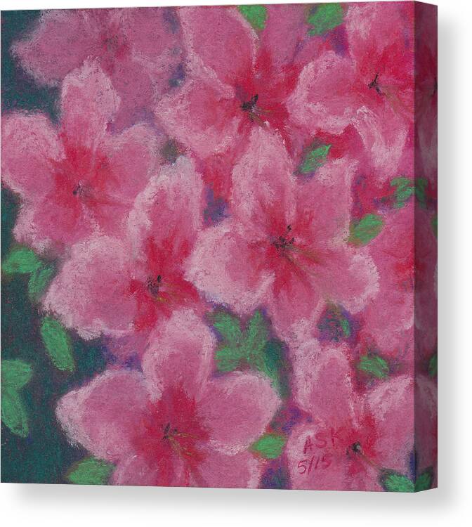 Pink Azaleas Canvas Print featuring the pastel Azaleas in Pink by Anne Katzeff