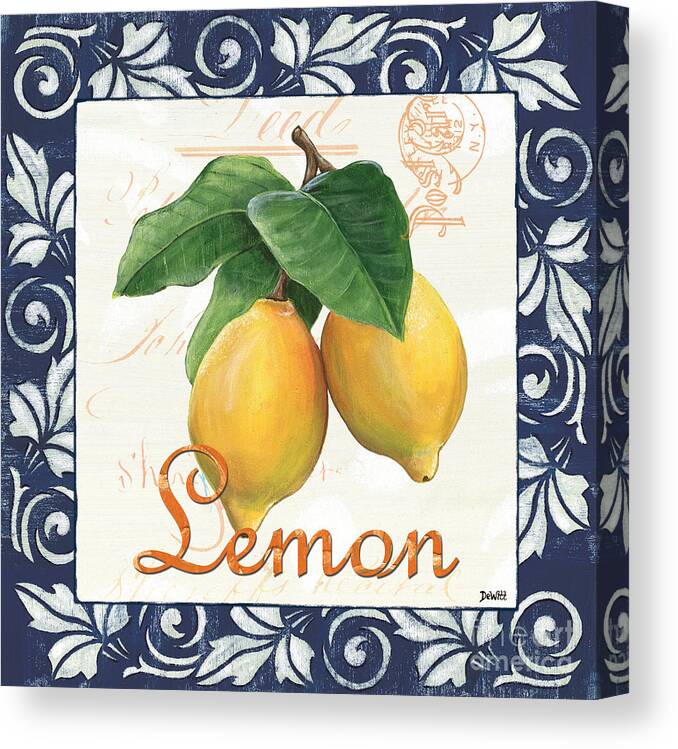 Lemon Canvas Print featuring the painting Azure Lemon 1 by Debbie DeWitt