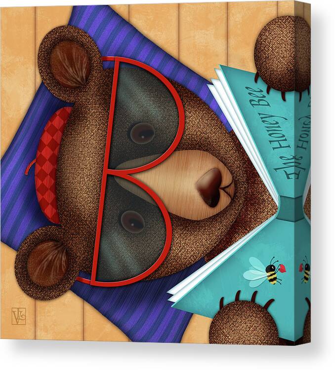 Bear. Brown Bear Canvas Print featuring the digital art B is for Brown Bear by Valerie Drake Lesiak