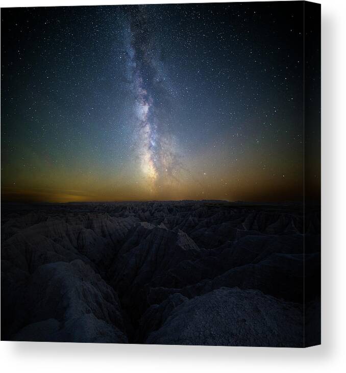 Milky Way Canvas Print featuring the photograph Badlands by Aaron J Groen
