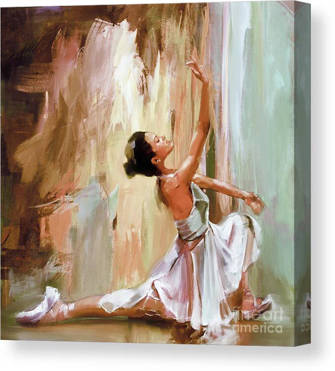 Ballerina Canvas Print featuring the painting Ballerina Dance art 99EW by Gull G