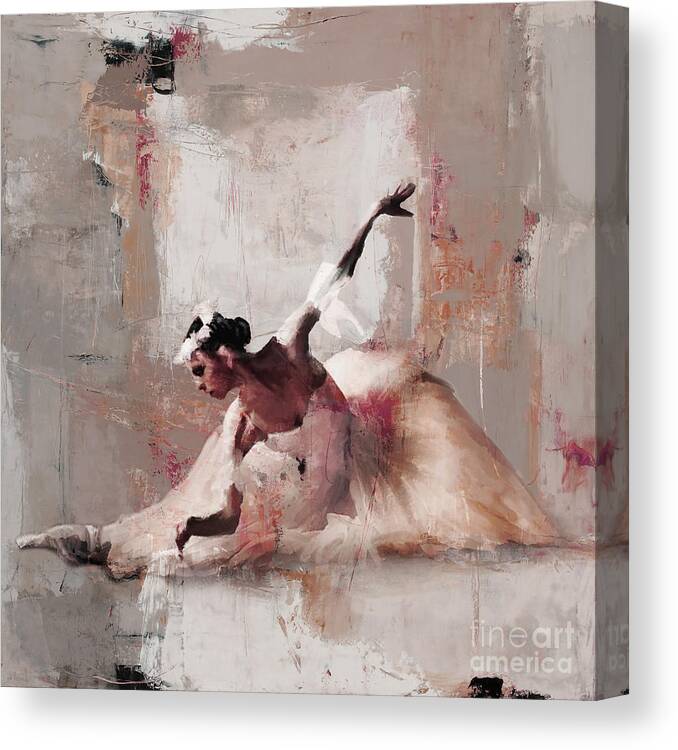 Ballerina Canvas Print featuring the painting Ballerina dance on the floor 02 by Gull G