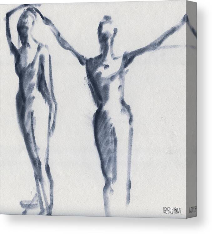 Ballet Canvas Print featuring the drawing Ballet Sketch Two Dancers Arms Overhead by Beverly Brown