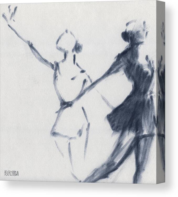 Ballet Canvas Print featuring the drawing Ballet Sketch Two Dancers Mirror Image by Beverly Brown