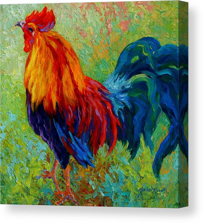 Rooster Canvas Print featuring the painting Band Of Gold by Marion Rose