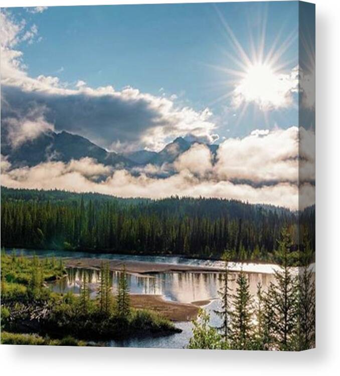 Sunshine Canvas Print featuring the photograph #banff #banffnationalpark #canada by Fink Andreas
