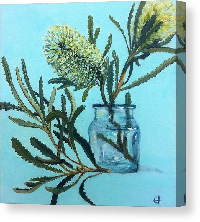 Banksia Robur Canvas Print featuring the painting Banksia Australian Native Painting by Chris Hobel