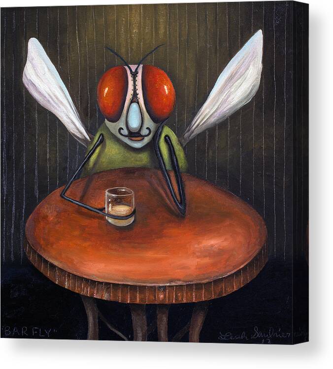 Bar Canvas Print featuring the painting Bar Fly by Leah Saulnier The Painting Maniac